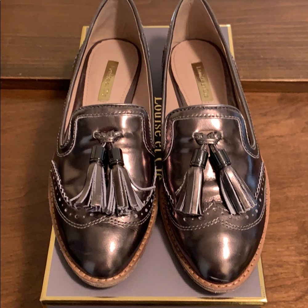 Fun gun metal Patent loafers. Louise et Cie.